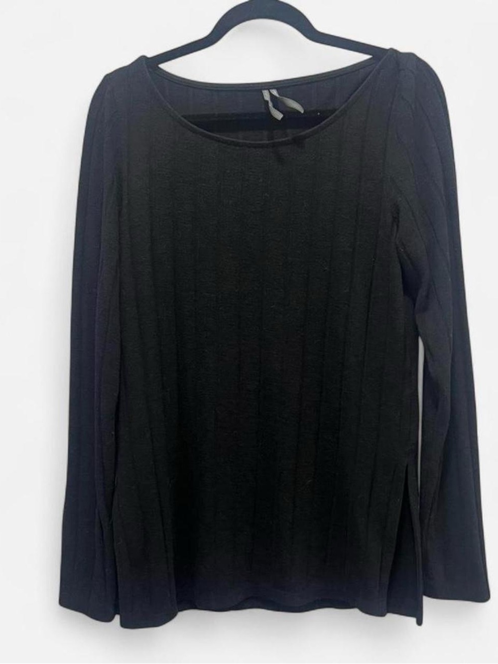 Anthropologie Black Ribbed Long-Sleeve Sweater Size Large